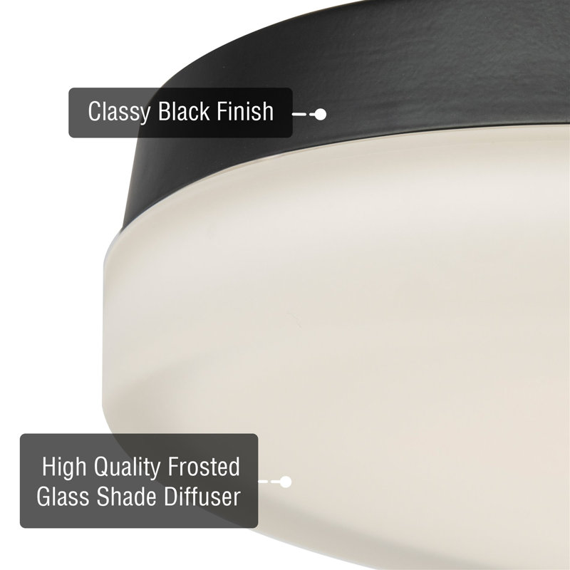 Bahoque Glass LED Flush Mount, 2.5" H x 10.75" W x 10.75" D, Black