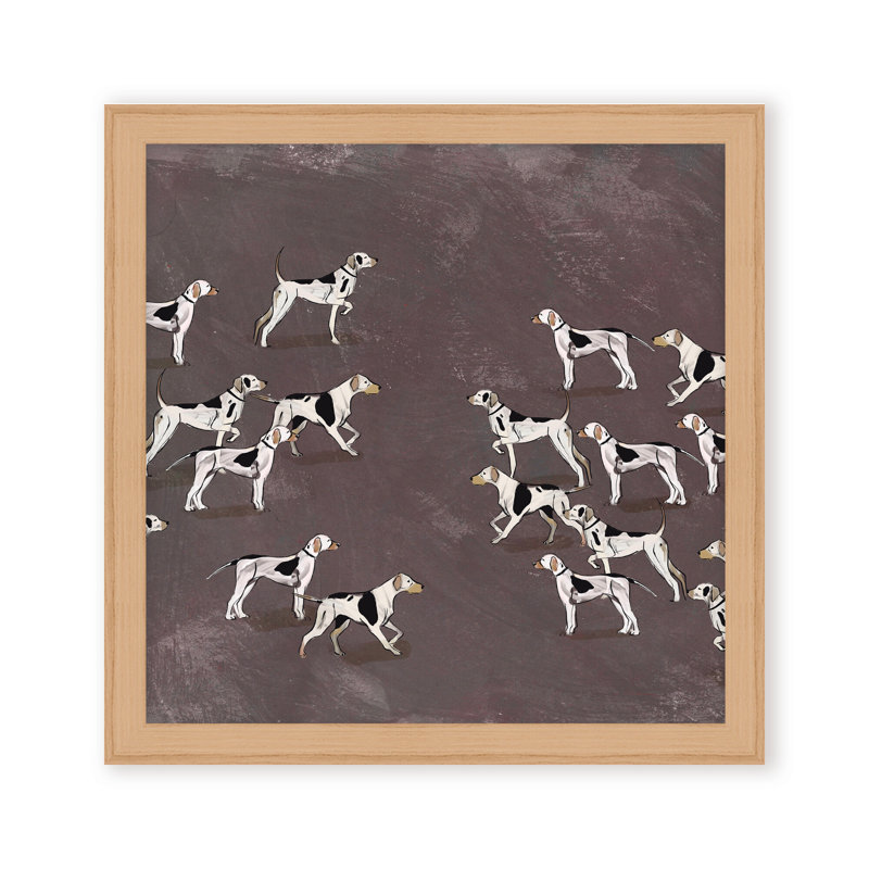 Nature Inspired Modern Ensemble: Sleek Hound Soirée, 36" H x 36" W, Framed Matted Print, Gold