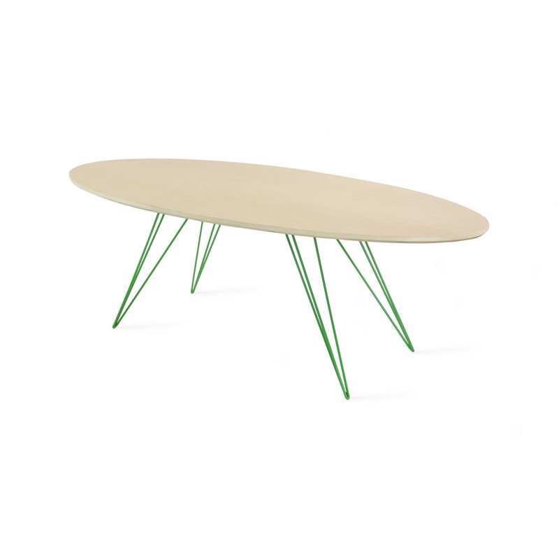 Williams Single Coffee Table, Green, 18" H x 23" W x 54" D, Walnut