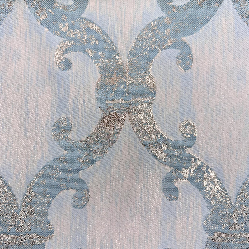 Tissu damassé métallique 118 "par la cour, Sarcelle / Doré