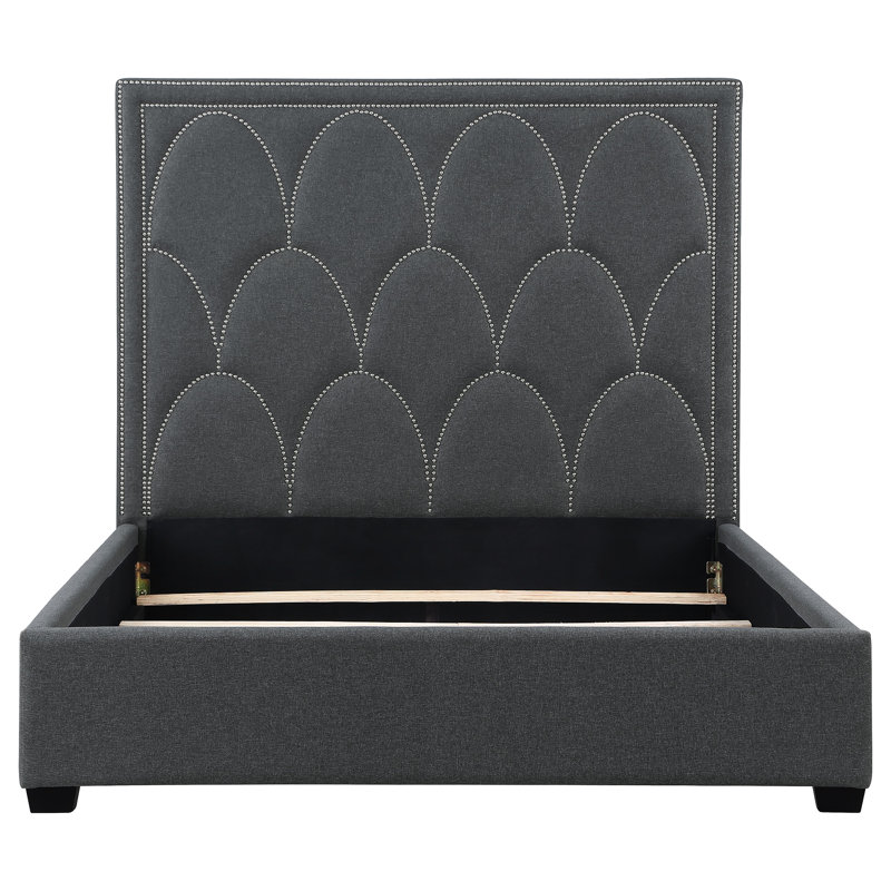 Maille Charcoal Upholstered  Panel Bed, Queen