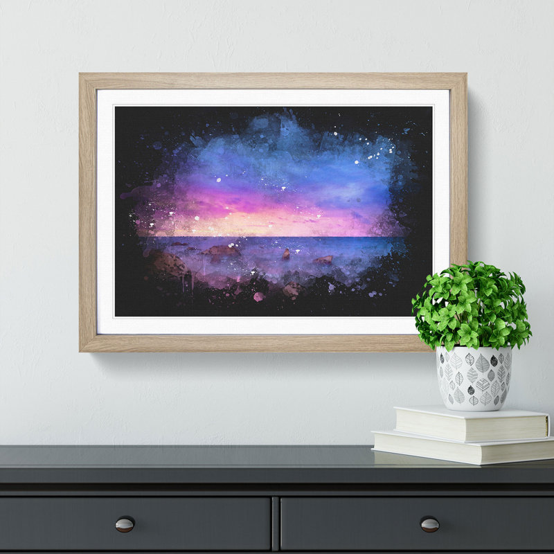 A Beach in Spain - Picture Frame Graphic Art Print, 33cm H x 45cm W x 2cm D, Oak Framed