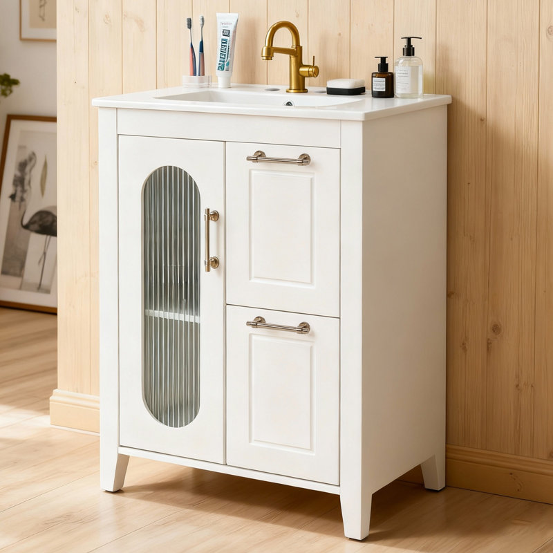 Meuble-lavabo 24 po avec lavabo Pelaga, Blanc