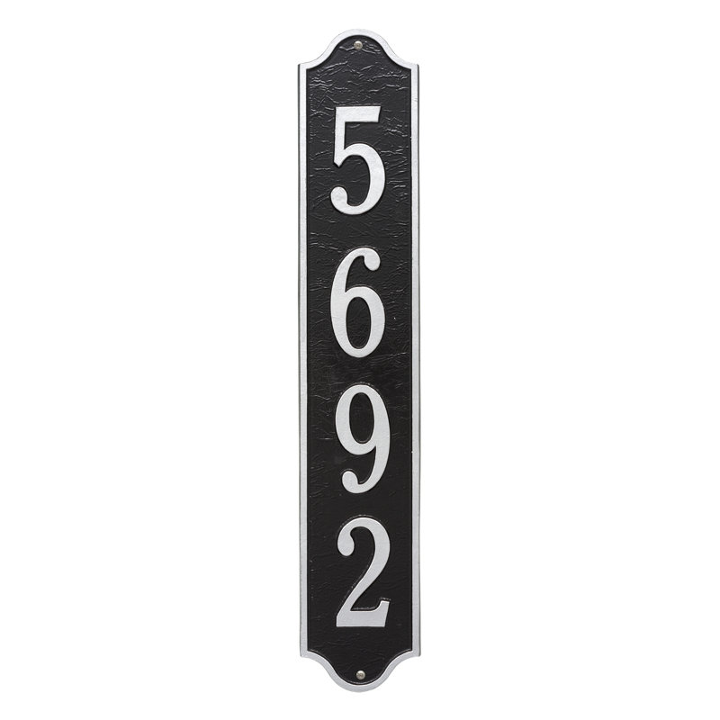 Plaque d'adresse murale 4 lignes Admiral, Noir / argent