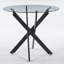 Table de salle à manger noire avec pieds croisés en métal et verre trempé, table de cuisine moderne pour le salon-369377511