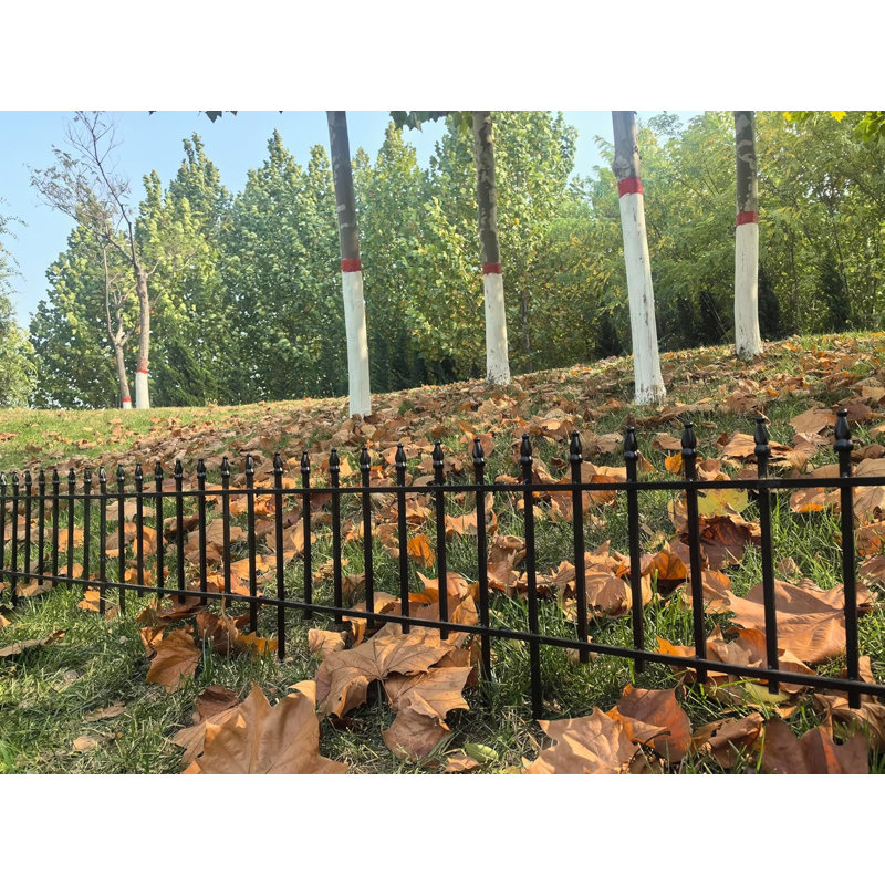 Outdoor Decorative Metal Garden Fence Panels Picket Design Anti-Rust Fencing Panels Animal Barrier, 5 Panels, 45cm H x 56cm W