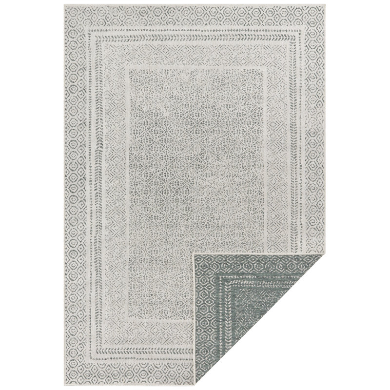 Frame Flatweave Green Rug, Rectangle 120 x 170cm