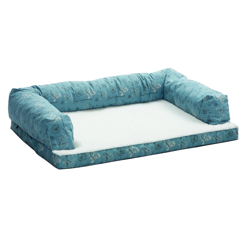 Blue Orthopedic Fleece Dog Sofa with Script Print