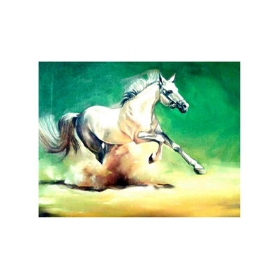 Cheval qui court dans le désert | Huile sur toile | Par Dipa Talukder
