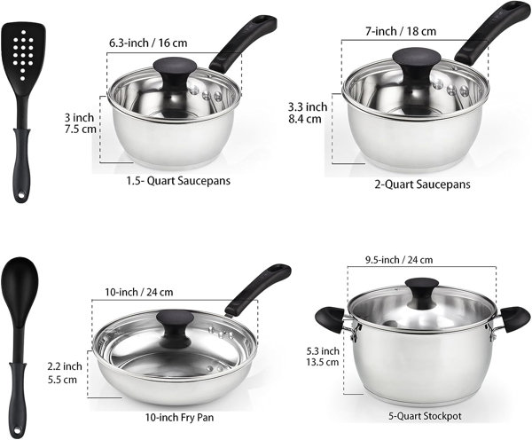 Cook N Home 10-piece Stainless Steel Cookware Set 02408 for sale