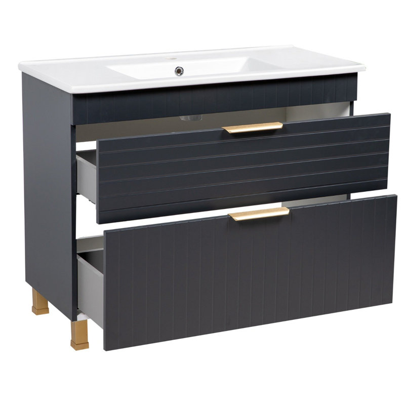 Meuble-lavabo autoportant avec lavabo Jakkar-F_Modern, Gris anthracite mat