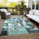 Machine Washable Indoor/Outdoor Xhevrie Teal Rug