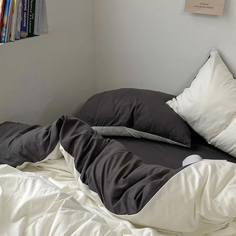Ensemble de housse de couette toutes saisons 3 pièces gris vert doux brossé, lavable à la machine pour la chambre d'amis, sans rembourrage