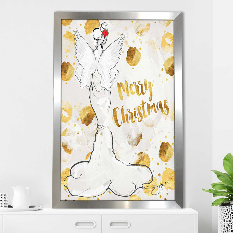 Ange, joyeux Noël (vertical) par By Jodi - impression, Encadrement argenté, H 39,5 po x l 27,5 po x P 0,75 po