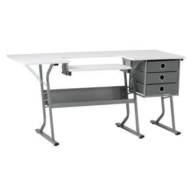 60.25'' x 23.75'' Sewing Table with Sewing Machine Platform