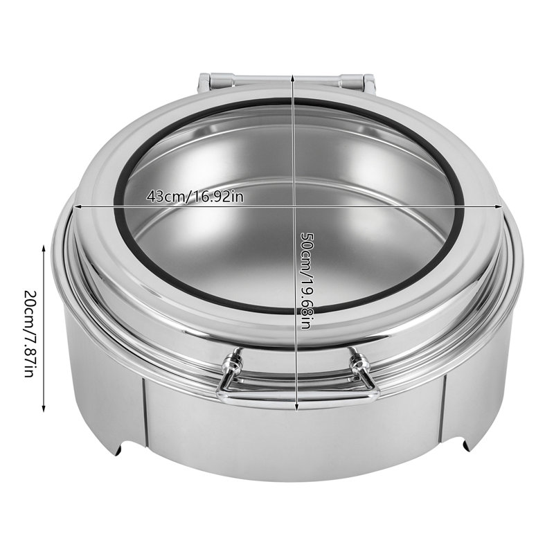 6.34QT 400W Round Stainless Steel Electric Chafing Dish Buffet Set Adjustable Temperature