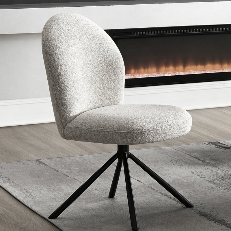Chaise de salle à manger pivotante blanc cassé, moderne et minimaliste