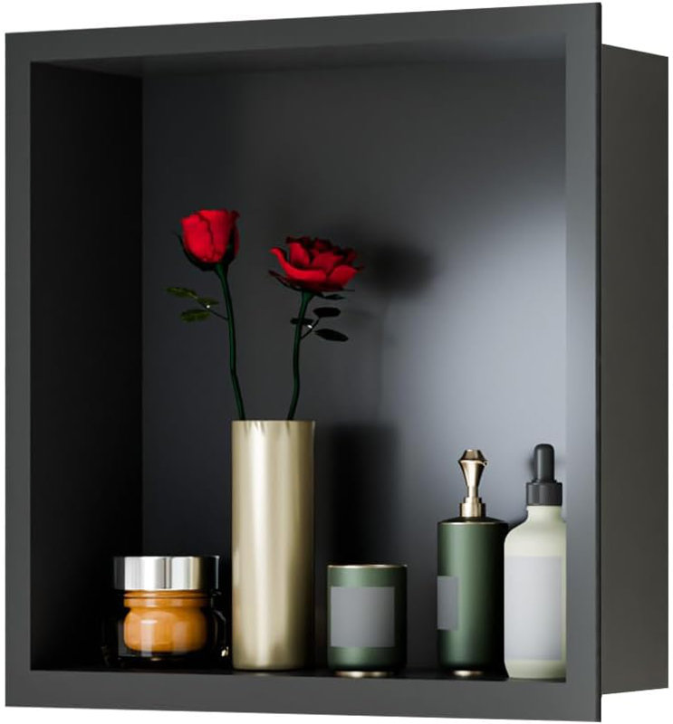 30.5mm W 30.5mm H Framed Medicine Cabinet Mirror, Black