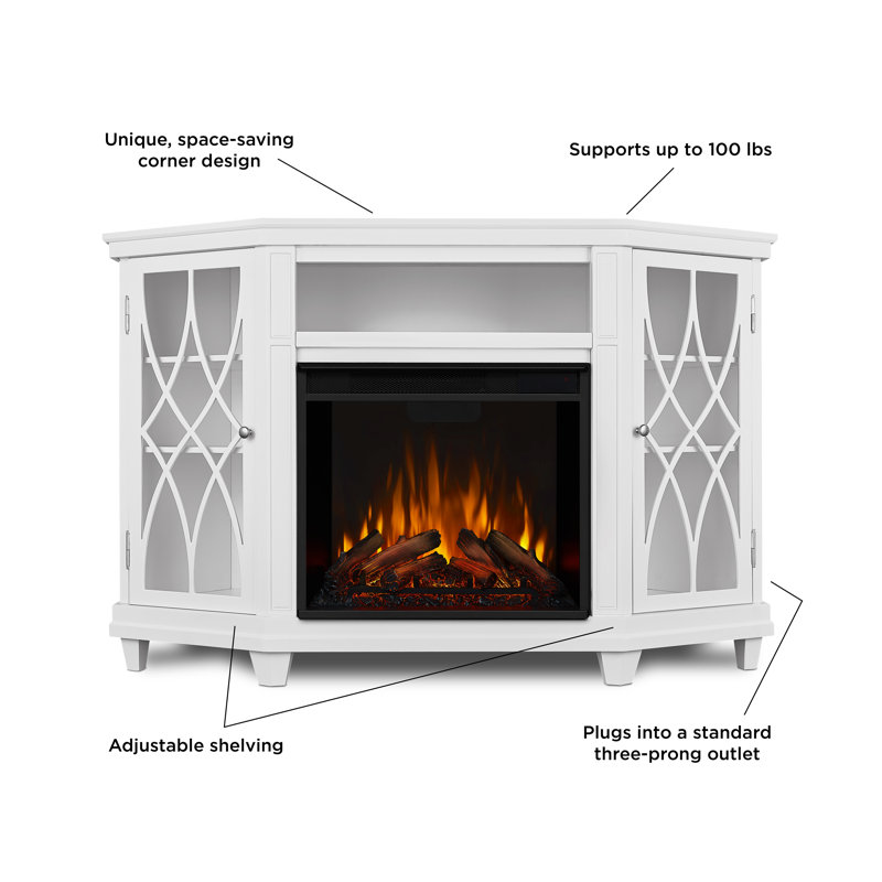 Lynette 56'' TV Stand with Fireplace, White