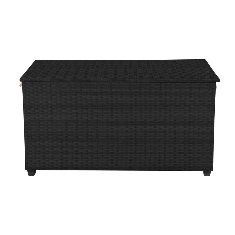 Ebern Designs Jasimen 149cm W 620L Water Resistant Wicker Deck Box, Black
