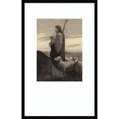 «The Good Shepherd» par Albert Robida, reproduction d'art encadrée sur bois