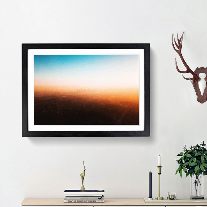 The Downtown Los Angeles Skyline - Picture Frame Graphic Art Print, 48cm H x 65cm W x 2cm D, Black Framed