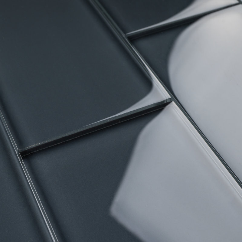 Crystile 3 in. X 6 in. Glossy Glass Subway Tile, Gray