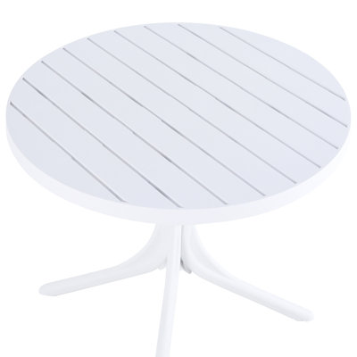 Modern 36 Inch Round Polypropylene Table In White - All-weather Patio Dining & Coffee With Scratch- Top Of All-weather, Scratch-, And Easy Assembly