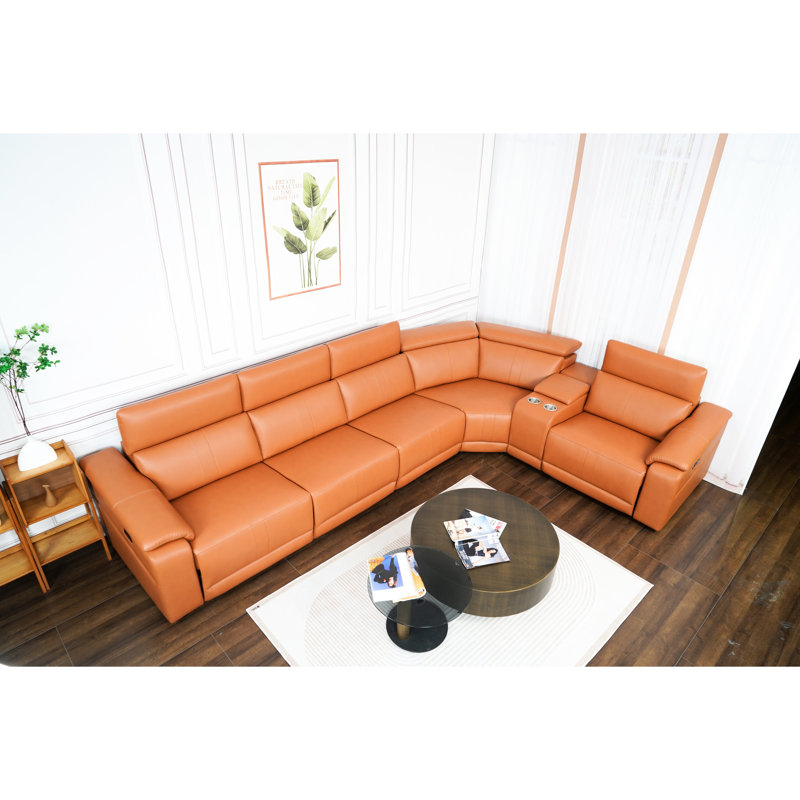 Upholstered 37.51 " Leather Reclining Sectional