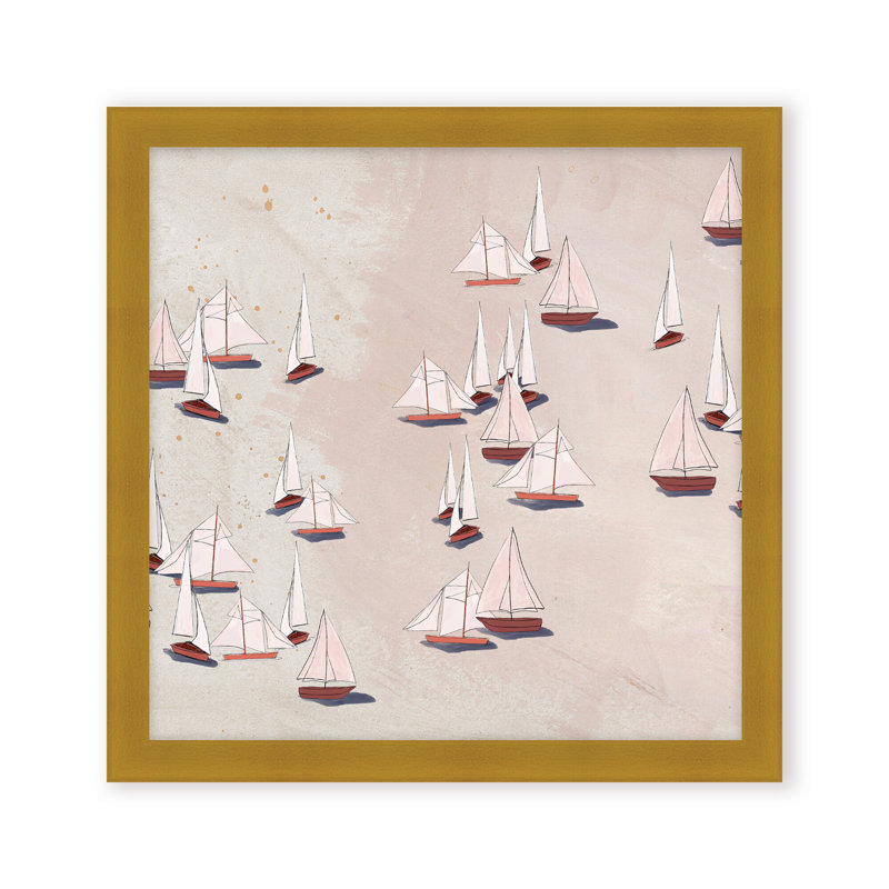 Coastal Retreat Modern Ensemble: Sailboat Odyssey, 24" H x 24" W, Framed Canvas, White