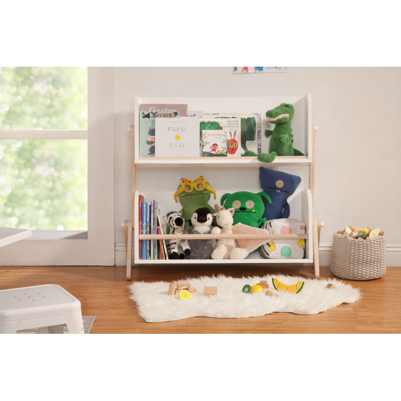 White and Light Wood Kids Bookcase with Storage Cubes