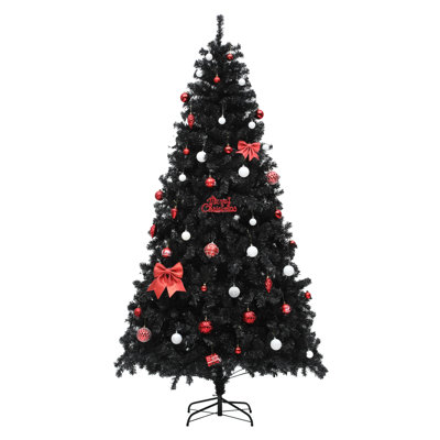 Arbre de Noël noir 7,5 pi avec lumières pré-installées