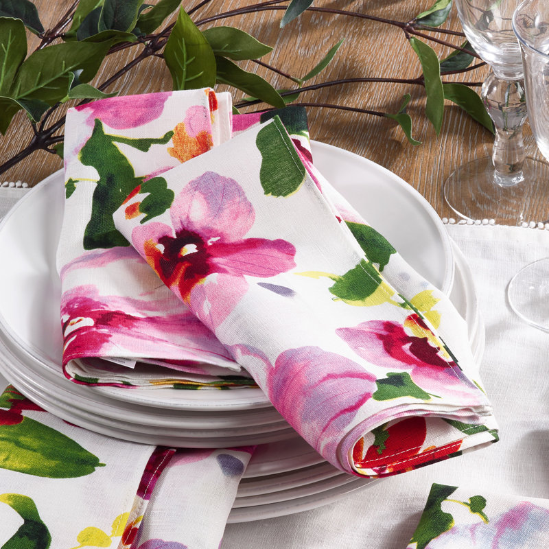 Watauga Linen Floral Square Napkin, 20" W x 20" L