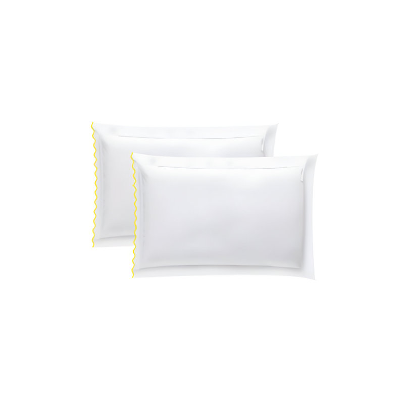 400TC Small Scallop Embroidery Cotton Pillowcases (Set Of 2), White/Light Pink