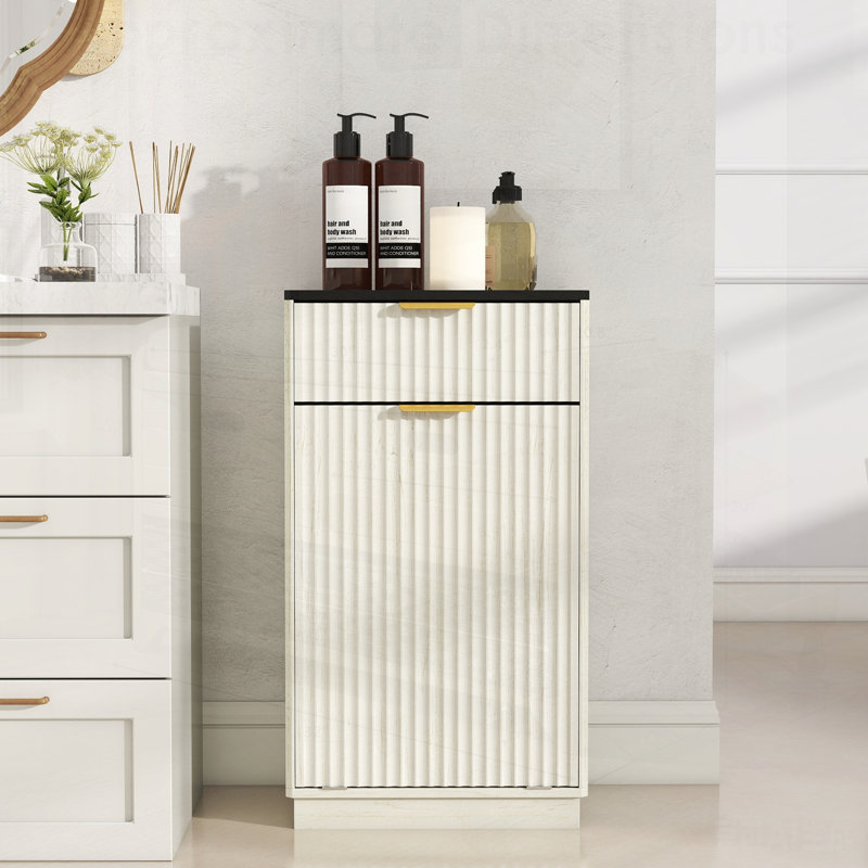 Armoire poubelle inclinable 10 gallons Woodgrain, Ancient White,Black
