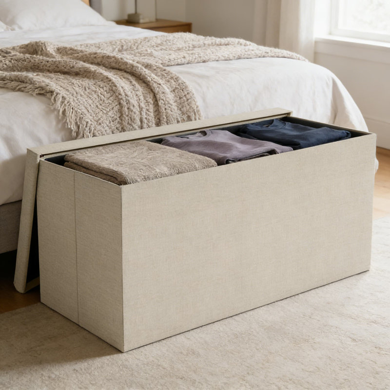 Banc de rangement pliant rembourré 30 pouces avec dessus capitonné Home Design Florence