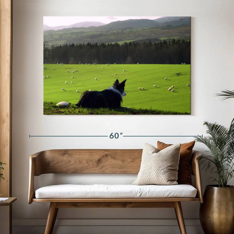 Brampt Dog Counting Sheep, 34" H x 51" W