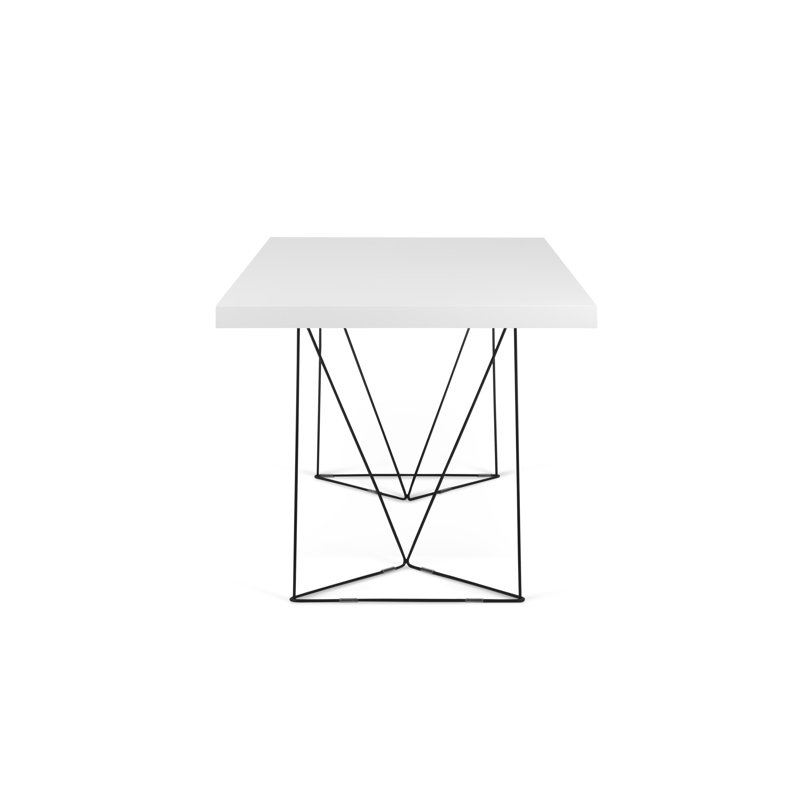 Pure White and Black Lacquered Steel Dining Table, 71"