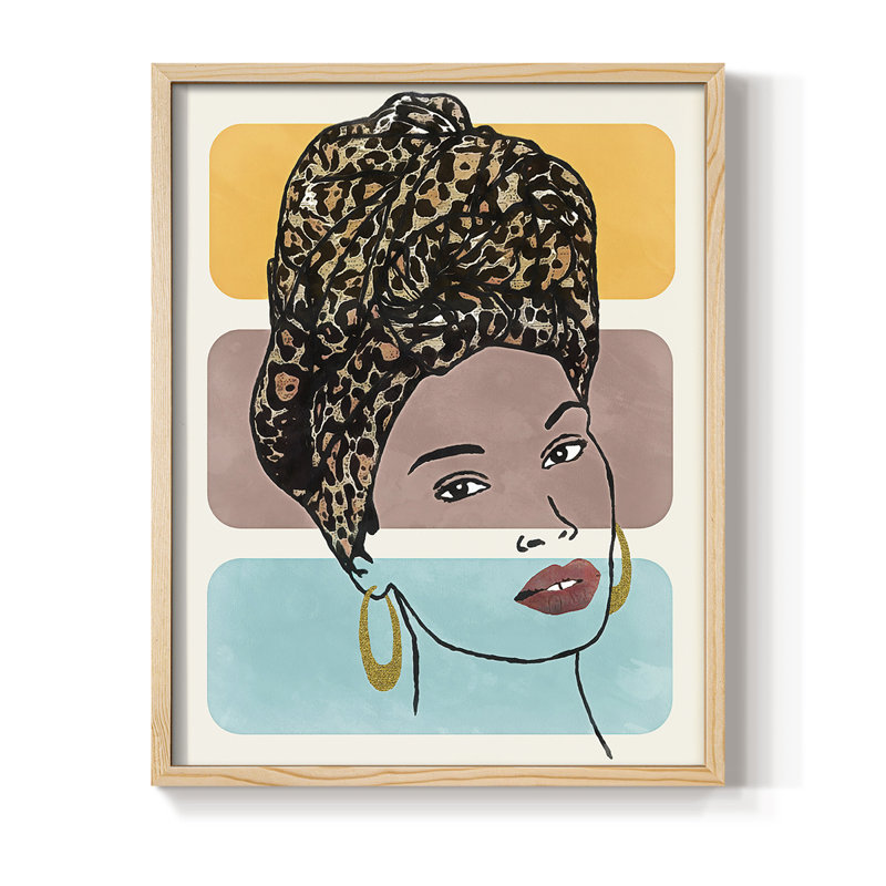Head Wrap I, reproduction encadrée - bois massif, H 11 po x l 9 po
