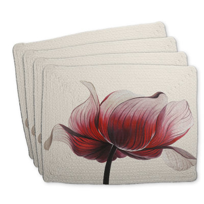 Ensemble de 4 napperons en polyester tressé - anémone