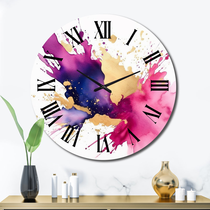 Horloge murale mauve et rose, Très grand