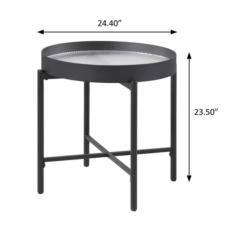 Table de bout rustique 24,4 po, noir