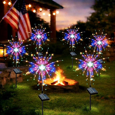 8 Modes Solar Firework Lights Outdoor Waterproof 120 LED Garden Landscape Light for 4th of July Decorations
