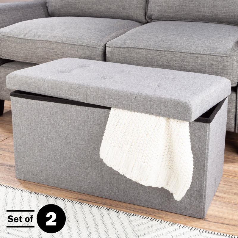 Ebern Designs Set of Two 30-Inch Ottomans, Gray