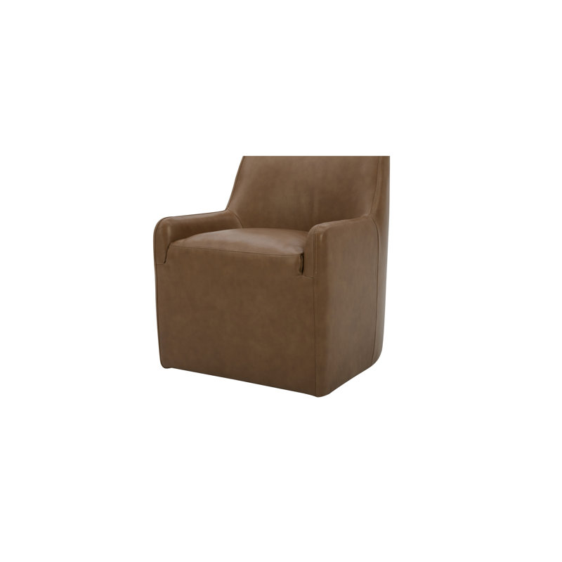 Maisie Rolling Dining Chair Tan Leather