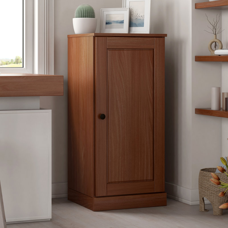 100% Solid Wood 3-Shelf Bookcase with Solid Door and Adjustable Shelves, Mocha