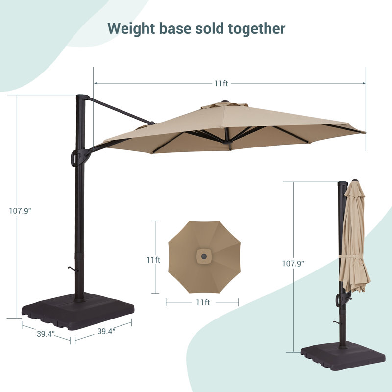 Parasol suspendu 11 pi Urbanna, Beige