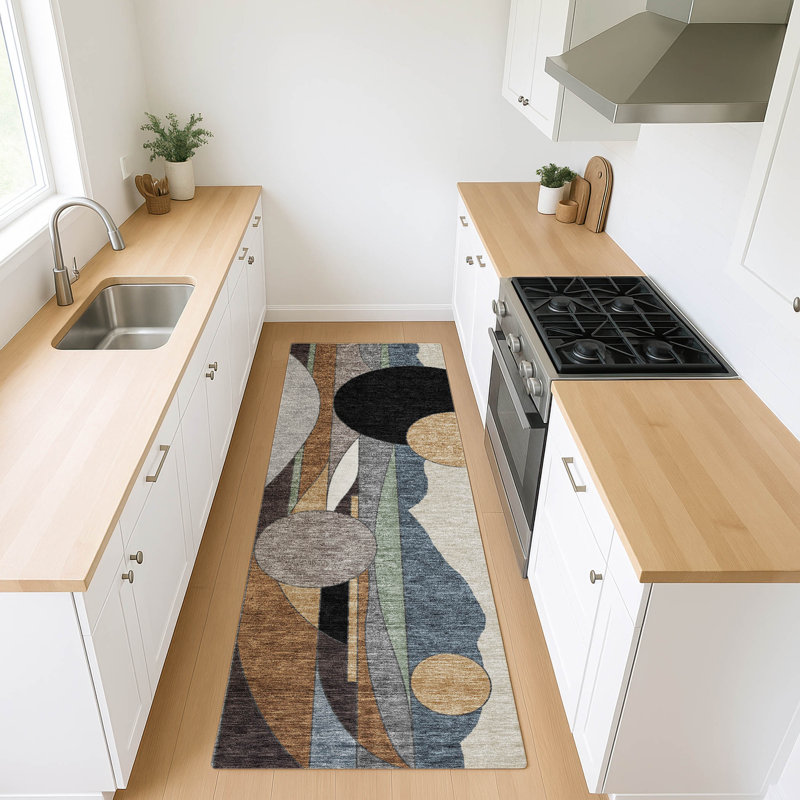 Machine Washable Indoor/Outdoor Boruta ACN2252 Modern Rug, Runner 2'3" x 7'6"