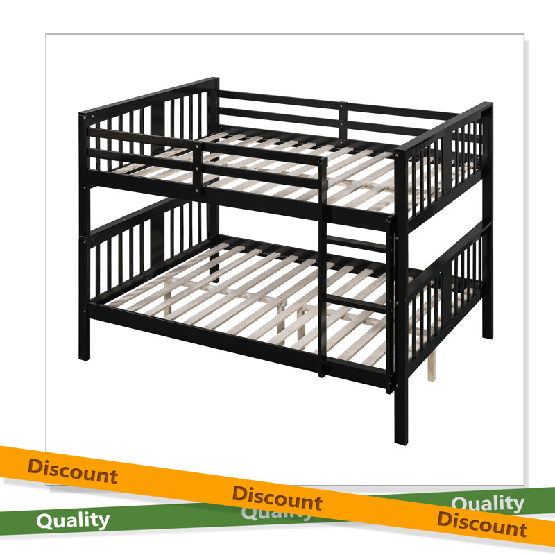 Lit double superposé au-dessus d'un lit double avec échelle pour meubles de chambre à coucher, chambre d'amis, Espresso