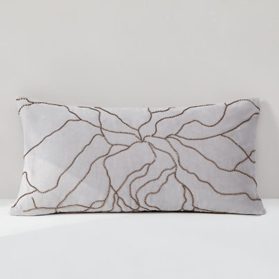 Roots Velvet Cotton Pillow Cover Gray